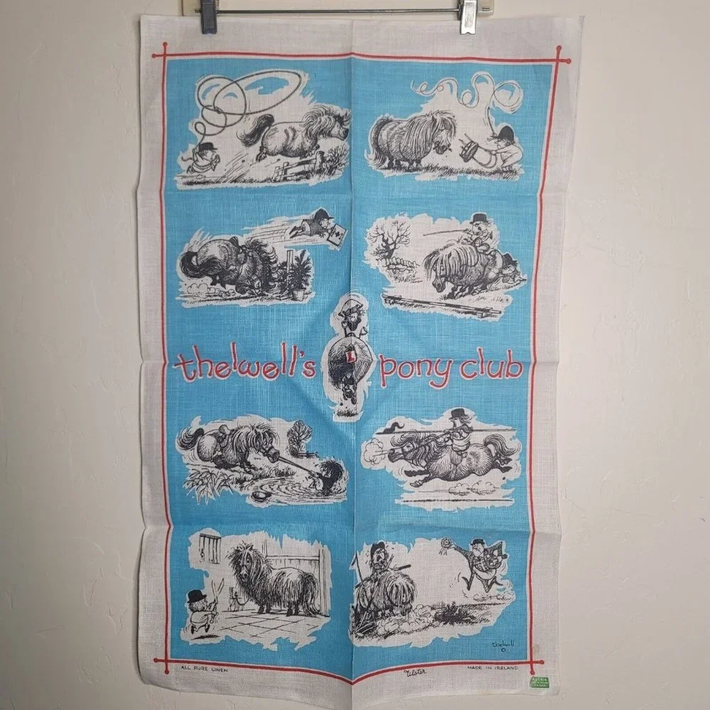Thewell's Pony Club Ulster Linen Tea Dish Towel Appx 20.5 x 31 Inches